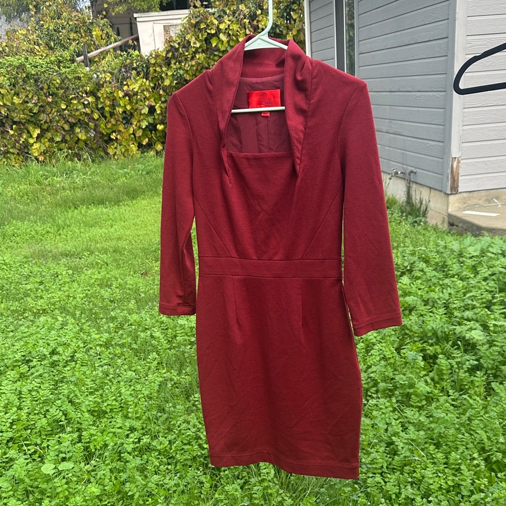 Z Spoke by Zac Posen Elegant Long Sleeve Burgundy Dress